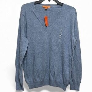 NWT Joe Fresh Cashmere Blend V-Neck Sweater Light Blue LS Men's Casual Knit